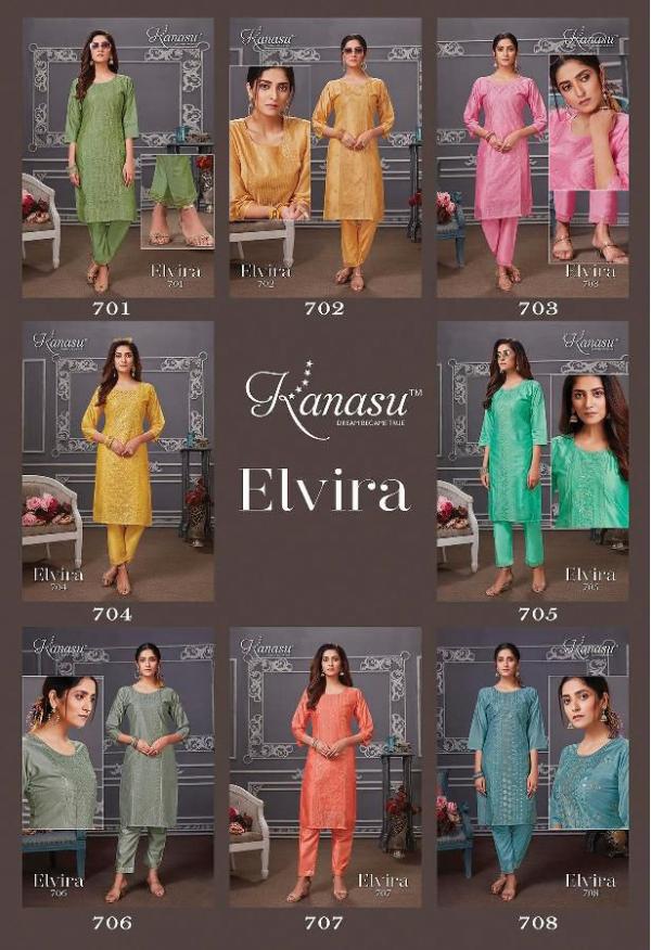 Kanasu Elvira Silk Designer Exclusive Kurti With Bottom Collection
